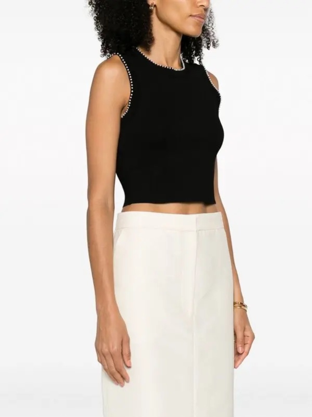 Sandro Gild Faux Pearl Embellished Sleeveless Knit Top, Small (Sz 1)